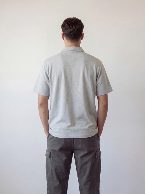 Half-Zip Cotton Polo Shirt